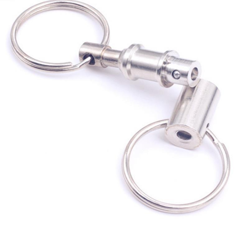 1pc Men's Quick Release Double Keychain With 2 Key Rings, Heavy