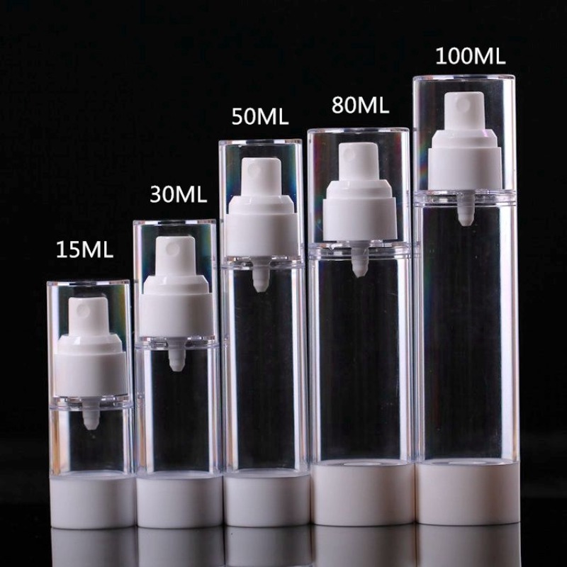 Airless Travel Dispensing Bottle Small Spray Bottle Portable Pressurized  Spray Bottle Cosmetic Hydration Lotion Sample Empty Bottle - China Plastic  Airless Lotion Bottle with Clear Lid, Ready to Ship Packaging