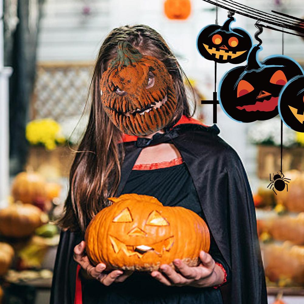 1pcの男性用かぼちゃの頭のマスク、リアルなハロウィンのかぼちゃの頭