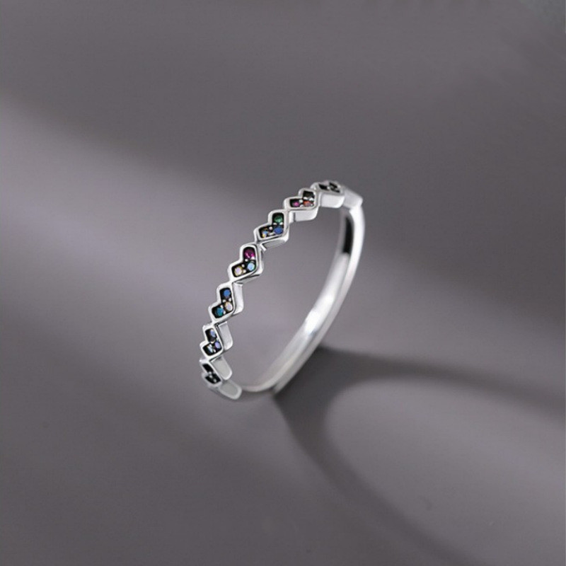 925 Sterling Silver Ring Cute Heart Design Paved Shining Temu