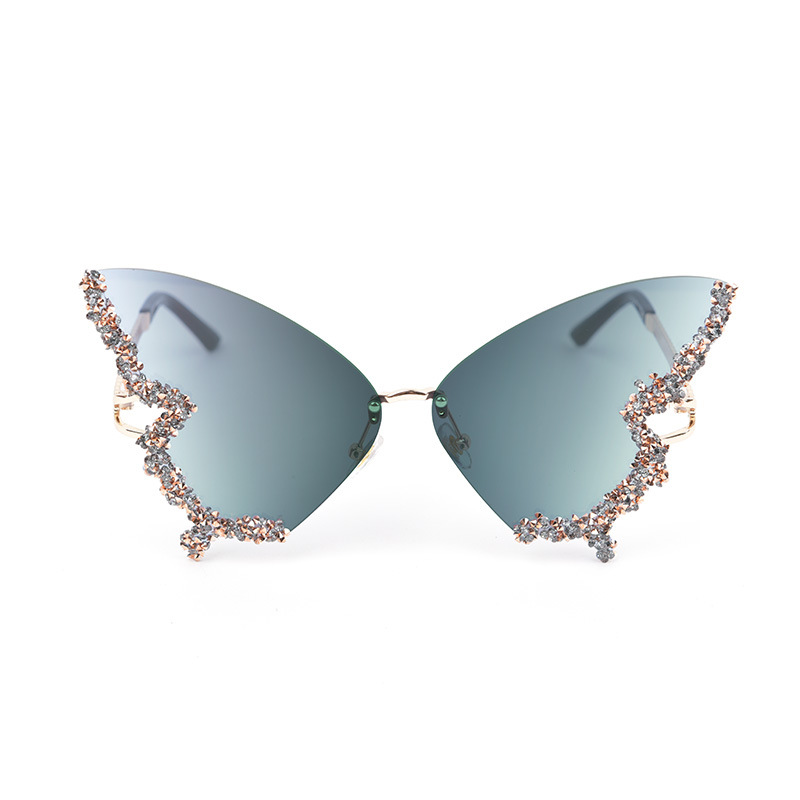 Large Butterfly Rimless Sunglasses Women Ladies Bling Temu