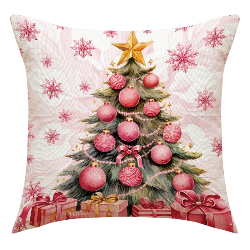 Elk Christmas Throw Pillow Cover Linen Letter Print Holiday