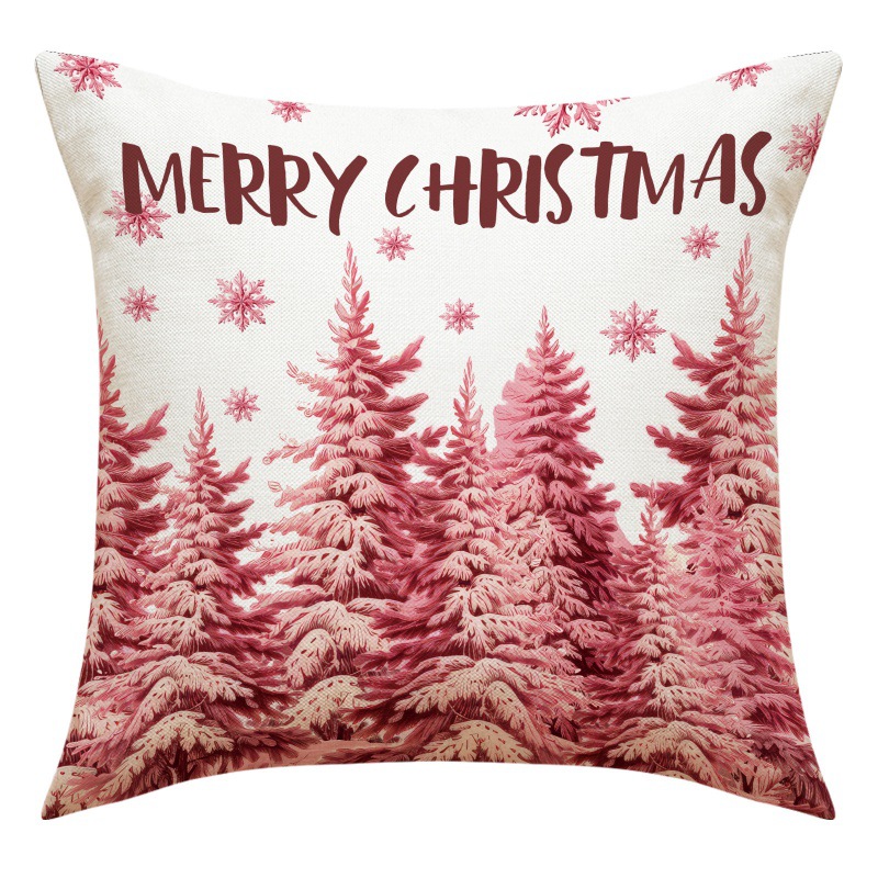 Elk Christmas Throw Pillow Cover Linen Letter Print Holiday