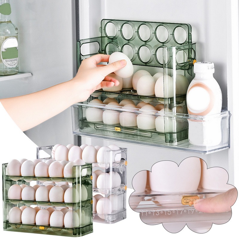 30 Grid Egg Storage Box frigorifero rotante portauova Case frigorifero  salvaspazio Egg Organizer contenitore Kitchen Desk Organizer - AliExpress