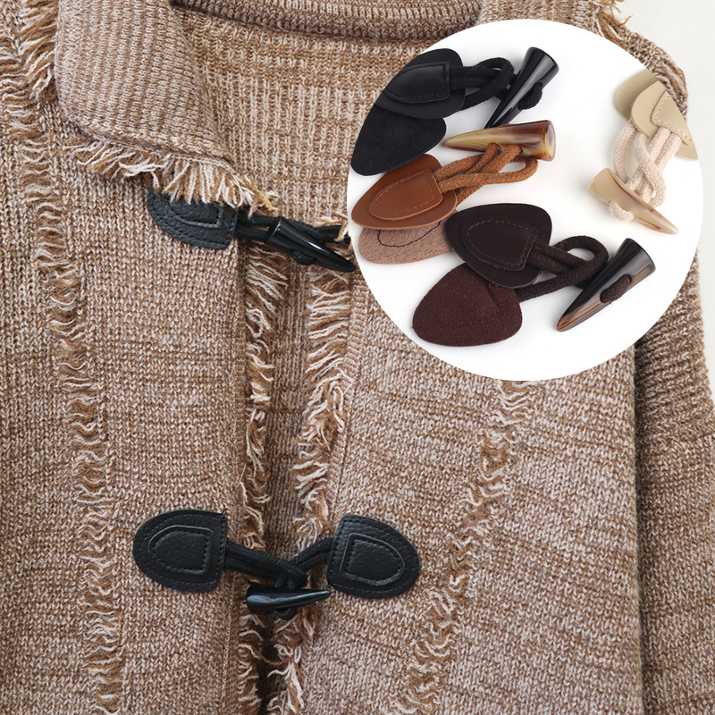 Meetee-Bouton recouvert de cuir pour veste et manteau, boutons décoratifs à  tige ronde, accessoire de
