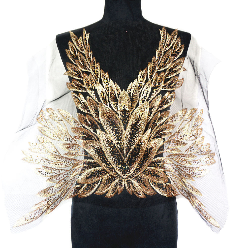 1pc Shape Golden Two-piece Applique Non-self-adhesive Dress Stage Costume Wedding Dress Decoration Modification