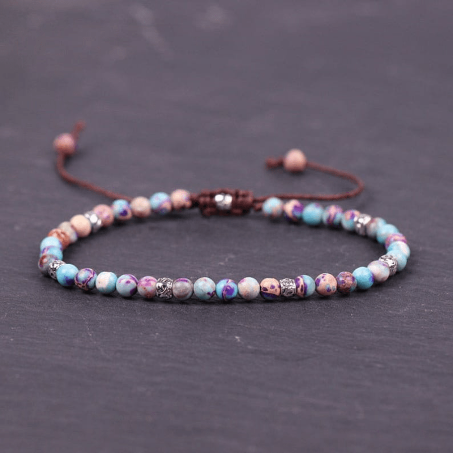 

1pc Colorful Mini Stone Beads Braided Anklet Adjustable Ocean Style Ankle Bracelet Foot Accessory