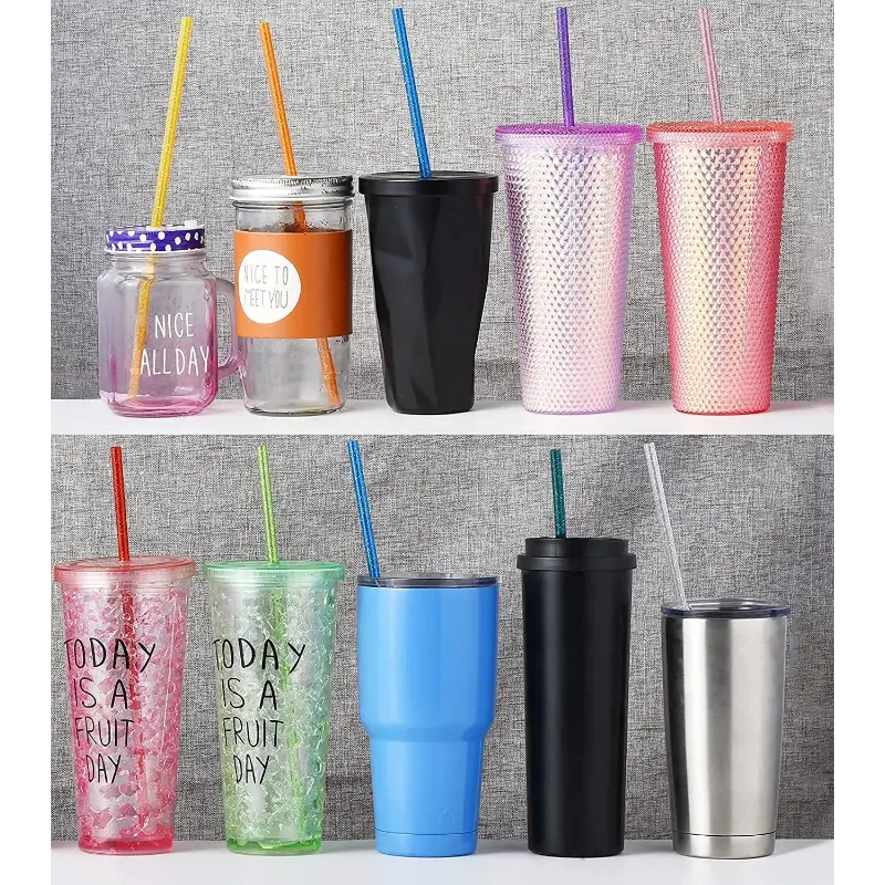 Reusable Rainbow Replacement Straws For Stanley Tumbler Long - Temu