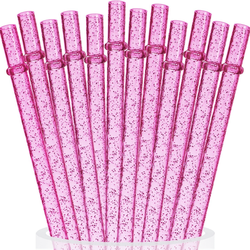 12-Pack Reusable Clear Plastic Glitter Straws. 13 inch Extra Long Tumbler  Straws for 1 Gallon. 64 oz 40 oz 32 oz Water Bottles. Plus Cleaning Brush