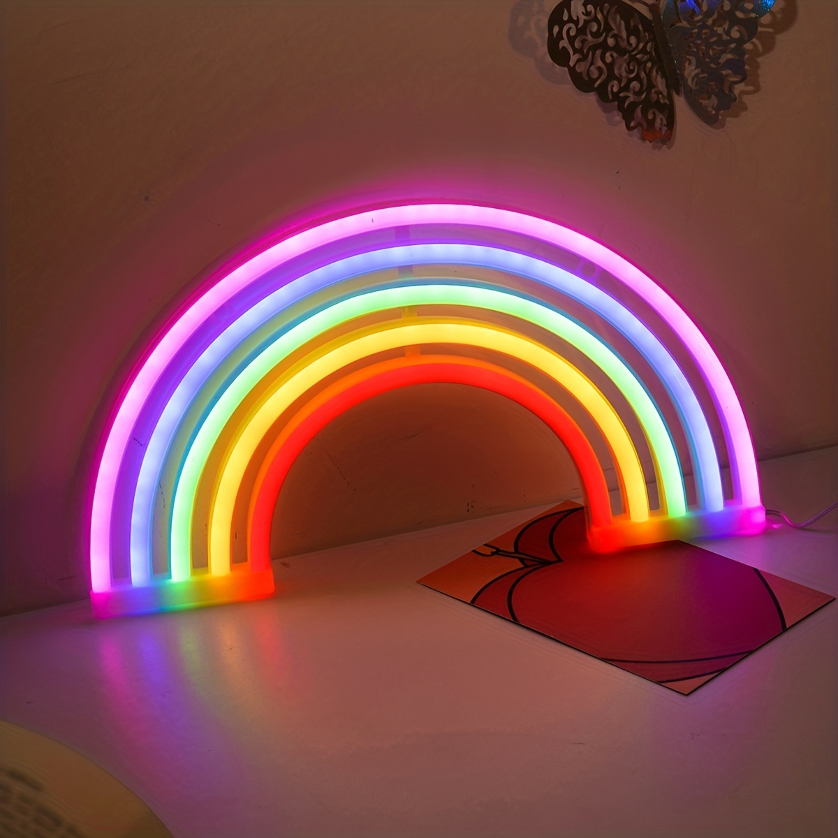 

1pc Colorful Rainbow Neon Light - Battery Or Usb Powered Night Light For Wall Decor, Pride Day Party Favor, And Pride Day Decoration