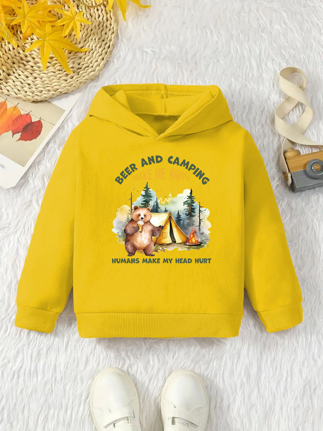 Beer bear forest camping hoodie hot sale