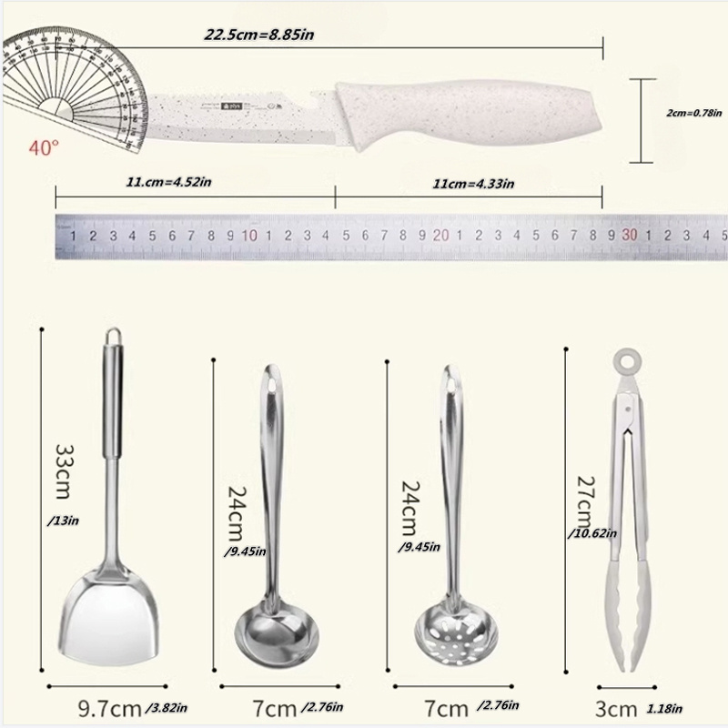  Kitchen Knife Set, 2 in 1 9-Pieces Chef Knife Set with