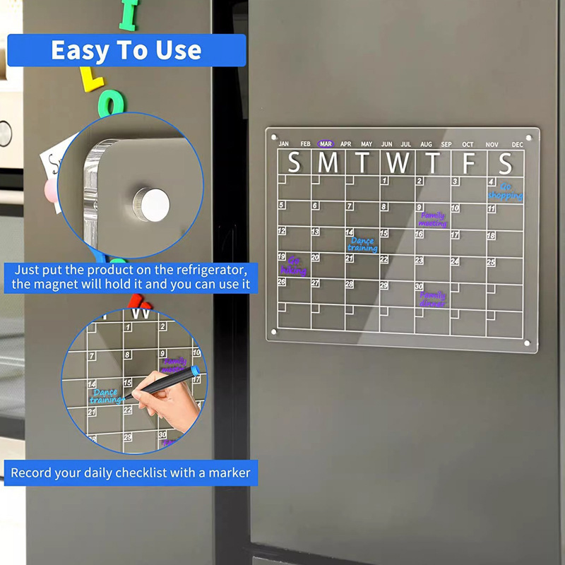 Acrylic Magnetic Monthly And Weekly Calendar For - Temu