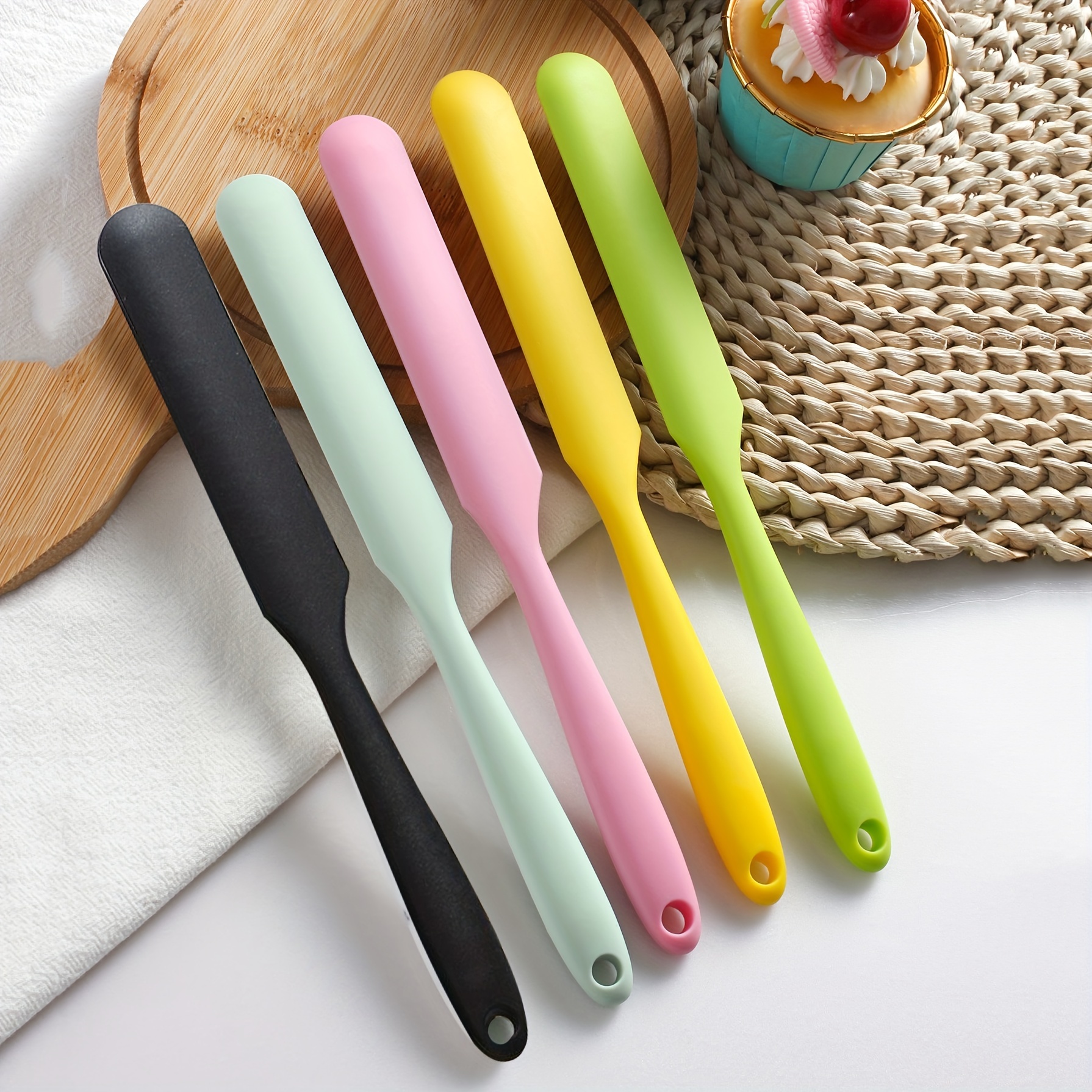 Silicone Jar Spatula For Nonstick Cookware Cake Cream Stirring Spatula With  Bamboo Handle For Cooking Scraping And Mixing - AliExpress