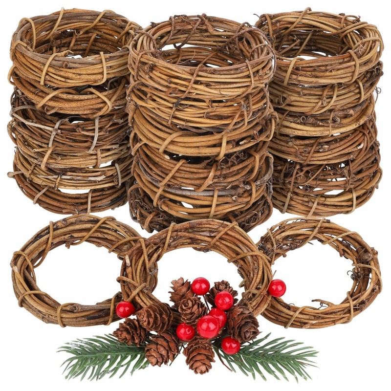 12 Natural Grapevine Twig Wreath DIY Wedding Decorations - Brown