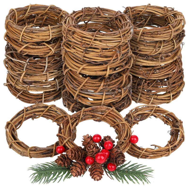 12pcs Grapevine Wreath Kit - Ready-to-create Vine Wreaths With Rustic Charm - Christmas Decor & Seasonal Greetings - And Reusable