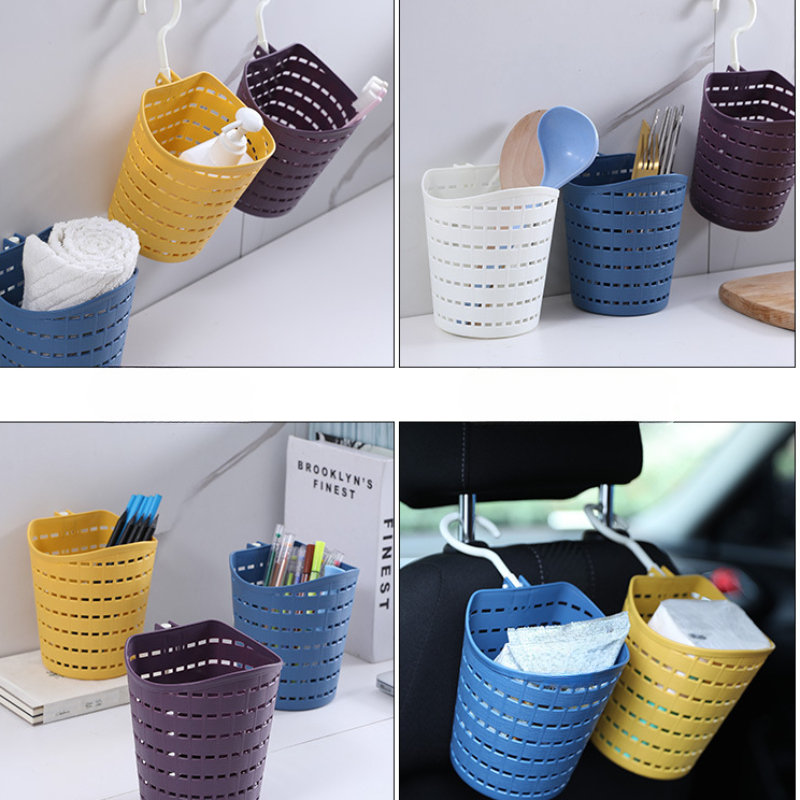 1pc Hanging Kitchen Bathroom Storage Basket With Hook, Small Plastic  Organizer Basket For Household Items