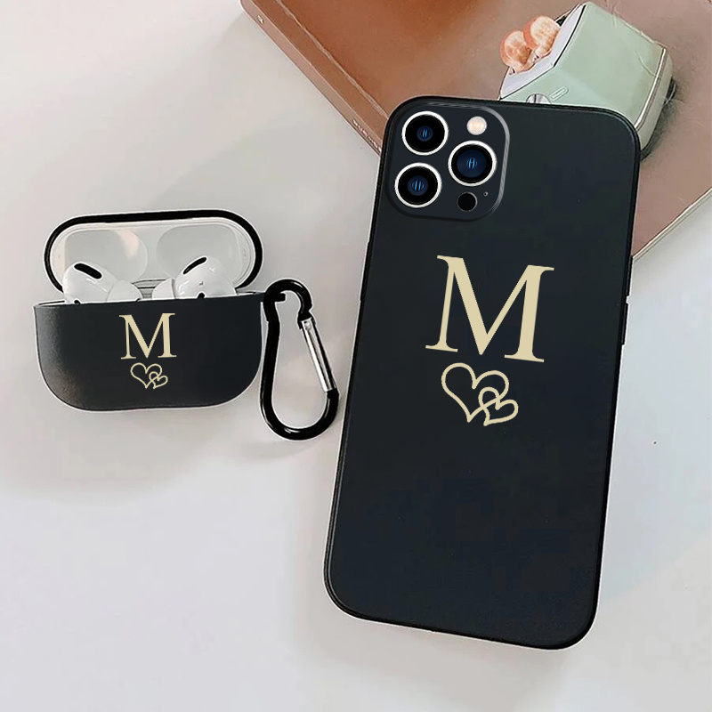 

1pc Case For Airpods 3 & 1pc Case M Graphic Phone Case For Iphone 15, 11, 14, 13, 12 Pro Max, Xr, Xs, 7, 8, 6 Plus, Mini, Airpods 3 Earphone Case Luxury Silicone Cover Soft Headphone Protective Cases