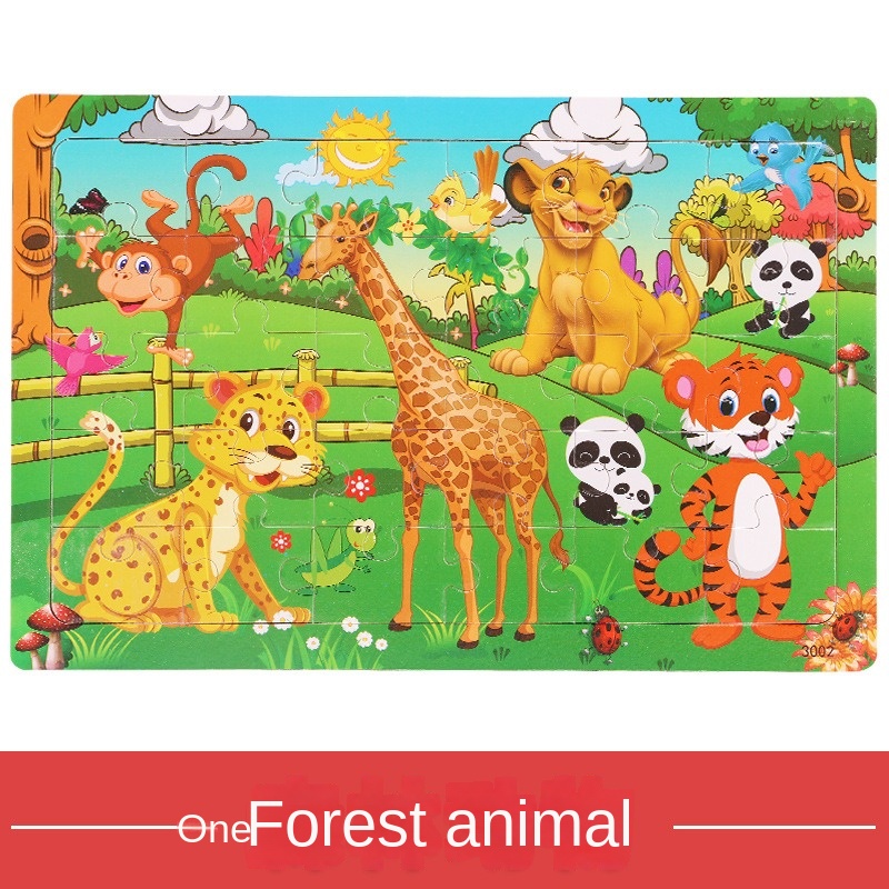 30 pièces Puzzle en bois enfants dessin animé Animal - Temu France