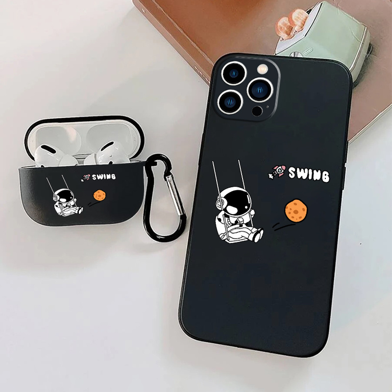 

1pc Case For Airpods 3 & 1pc Case Cartoon Astronaut Graphic Phone Case For Iphone 15 11 14 13 12 Pro Max Xr Xs 7 8 6s Plus Mini, Airpods 3 Earphone Case Luxury Silicone Cover Soft Headphone Protet