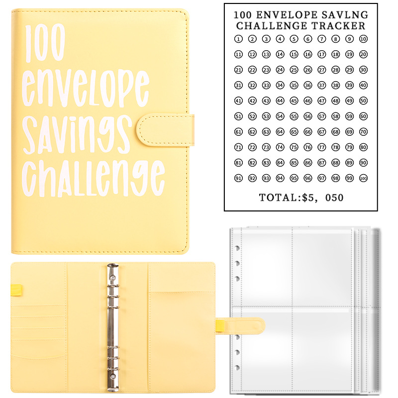 Desafío de ahorro de dinero de 100 sobres - Juego de cajas de desafío de  100 sobres 2023, forma fácil y divertida de ahorrar $5,050 en 100 días
