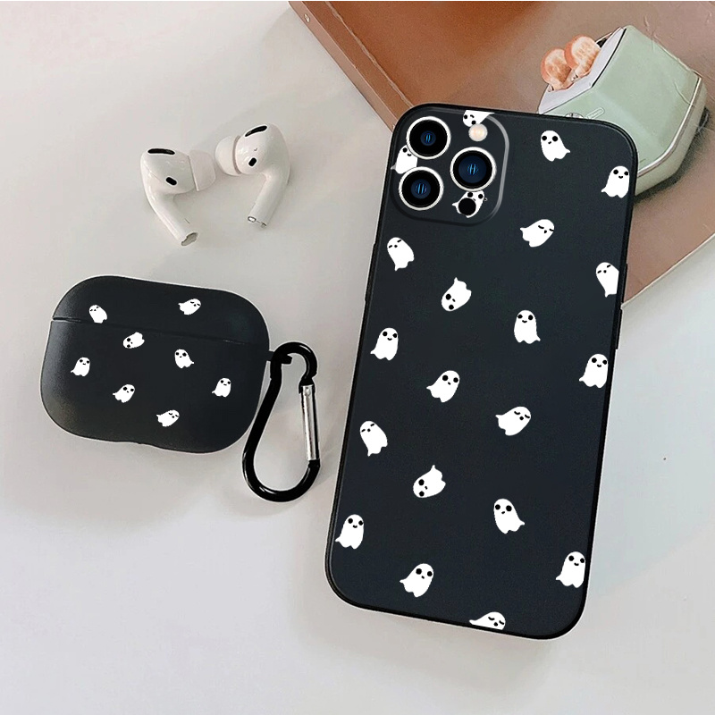 

1pc Case For Airpods 3 & 1pc Case Cute Ghost Graphic Phone Case For Iphone 15 11 14 13 12 Pro Max Xr Xs 7 For Airpods 3 Earphone Case Luxury Silicone Cover