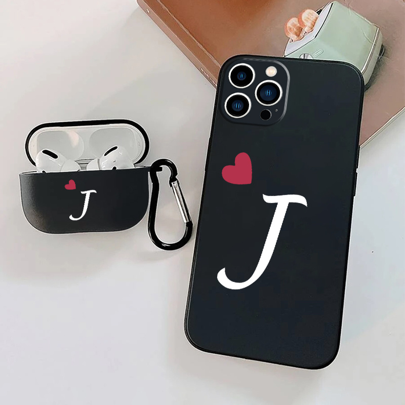 

1pc Case For Airpods 3 & 1pc Case J Graphic Phone Case For Iphone 15 11 14 13 12 Pro Max Xr Xs 7 8 6 Plus Mini, Silicone Cover Soft Headphone Protective Cases