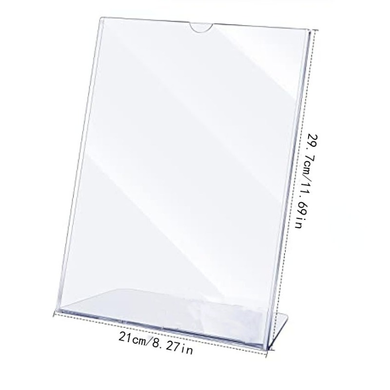 TEMU 8.5 X 11 Acrylic Sign Holder With Business Card Holder Clear Brochure Display Stand With Attached Business Card Pocket Advertisement Printed