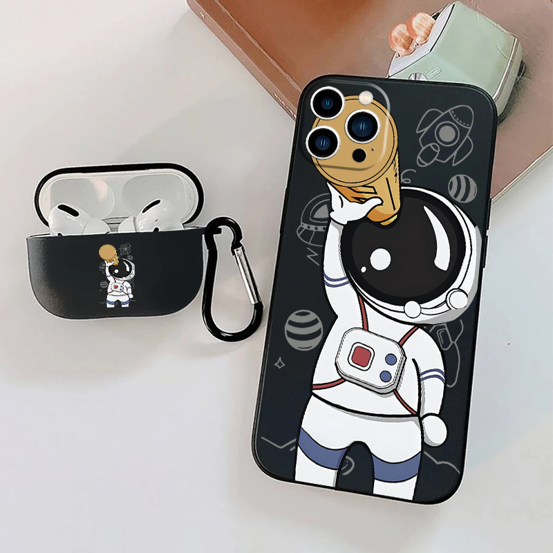 

1pc Case For Airpods 3 & 1pc Case Lovely Astronaut Graphic Phone Case For Iphone 15 11 14 13 12 Pro Max Xr Xs 7 8 6 Plus Mini, Earphone Case Luxury Silicone