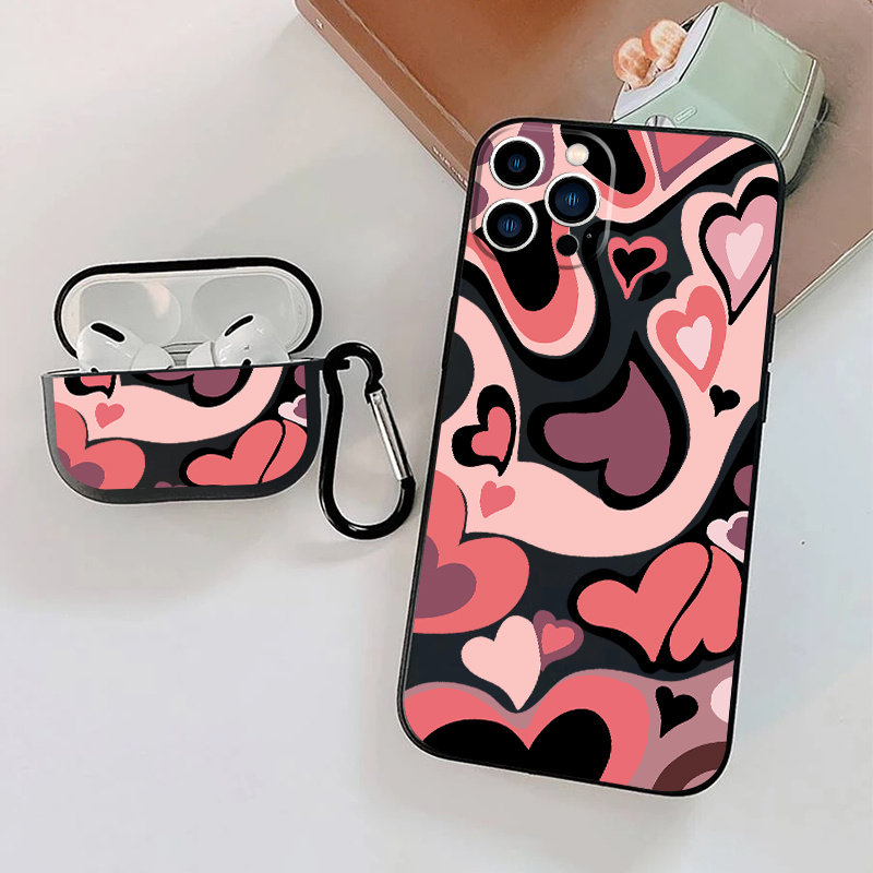 

1pc Case For Airpods 3 & 1pc Case Pink Heart Graphic Phone Case For Iphone 15, 11, 14, 13, 12 Pro Max, Xr, Xs, 7, 8, 6 Plus, Mini, Airpods 3 Earphone Case Luxury Silicone Cover