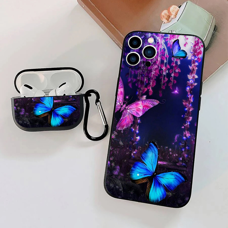 

1pc Case For Airpods 3 & 1pc Case Butterfly Graphic Phone Case For Iphone 15 11 14 13 12 Pro Max Xr Xs 7 8 6 Plus Mini