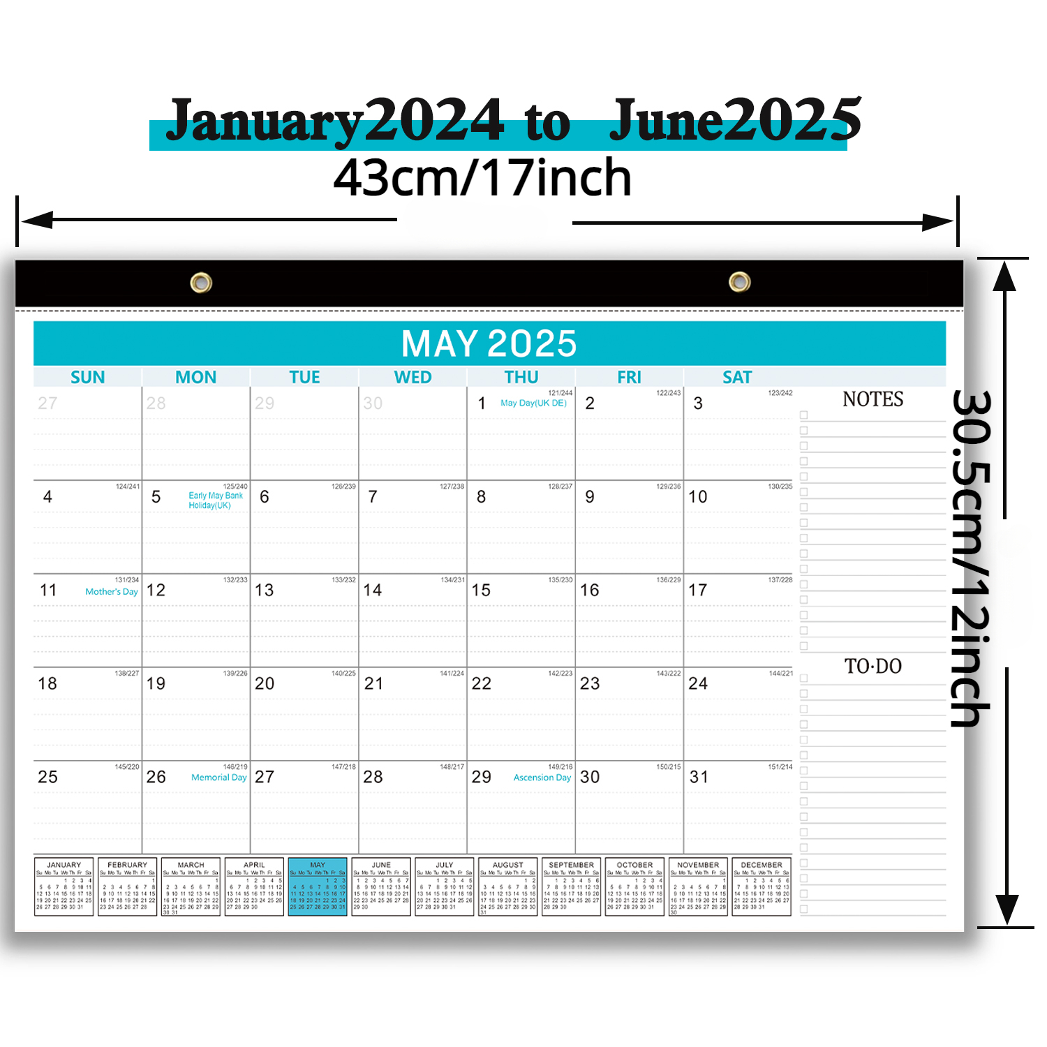 Large Desk Calendar 2024-2025, 18 Month Desktop Calendar Runs From Jan 2024  To Jun 2025, 17 X 12 Desk Calendar With To-do List Julian Date - Desk Pa