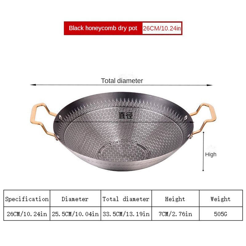 1pc Stainless Steel Pan Round Shape Frying Pan Chinese Style Wok For Home,  Outdoor, Restaurant, Kitchenware - - Temu