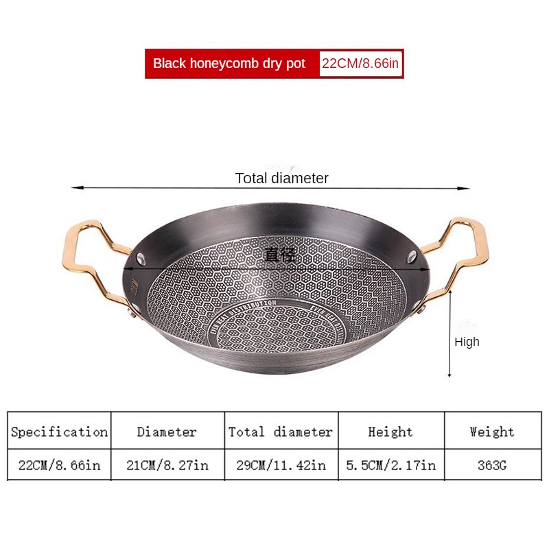 1pc Stainless Steel Pan Round Shape Frying Pan Chinese Style Wok