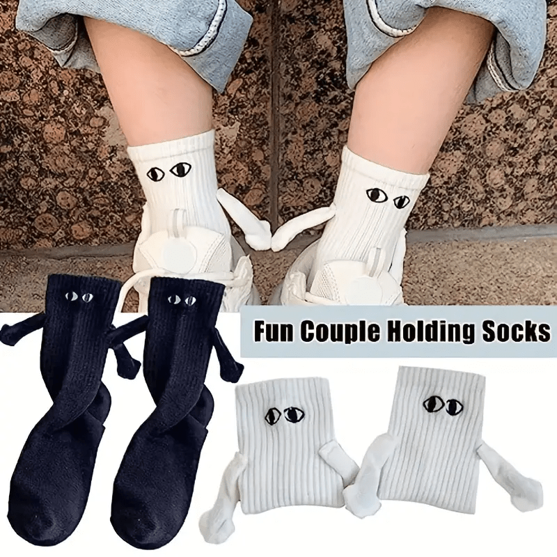 Chaussettes d'aspiration magnétique amusantes pour les enfants de 2 à 8  ans, chaussettes main dans la main fantaisie, chaussettes d'amitié, chaussettes  magnétiques tenant la main