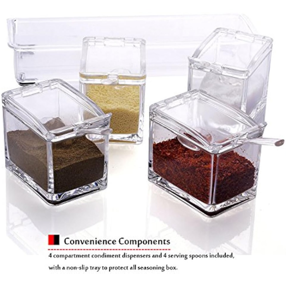 1pcs Glass Seasoning Jar Clear Spice Condiment Salt Cruet with Lid and  Spoon