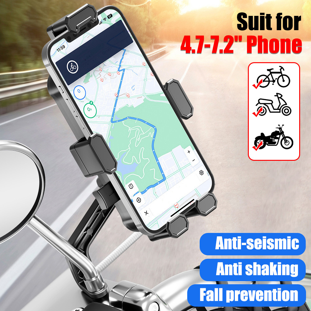 Support de Téléphone Smartphone GPS Silicone Pour Vélo Moto Guidon Rotation  360° - Équipement moto