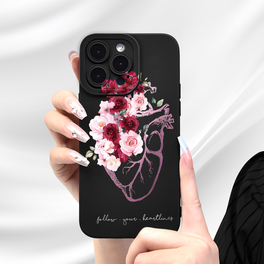 

Flowers Purple Heart Uv Printing Soft Phone Case 360 Degree Full Protection Phone Cover For Iphone15 14 13 12 11 Pro Max Xr X/xs Max 7 8 Plus Se Mini