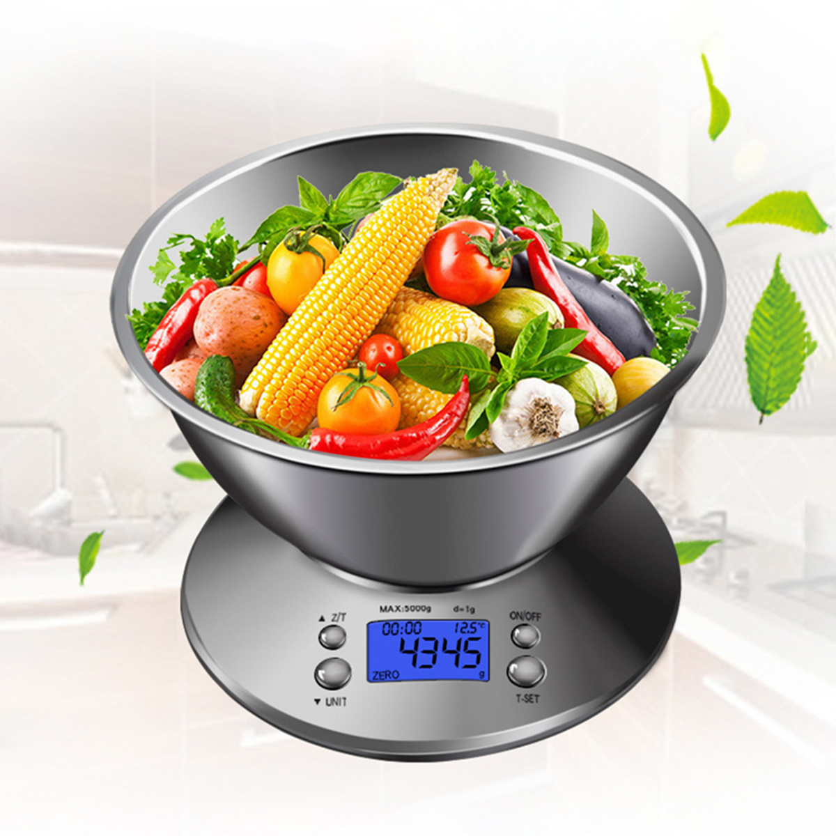 LCD Compact 5Kg /11lbs Digital Kitchen Diet Food Scale Removable Bowl
