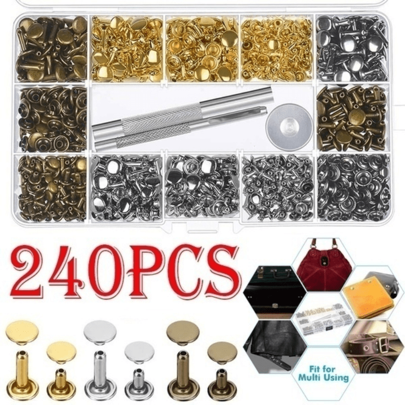 Rivet Setting DIY Kit All in One, Rivet Press Machine, 6 pcs Single and  Double Round Cap Rivet Setter Dies and 2 mm Hole Puncher