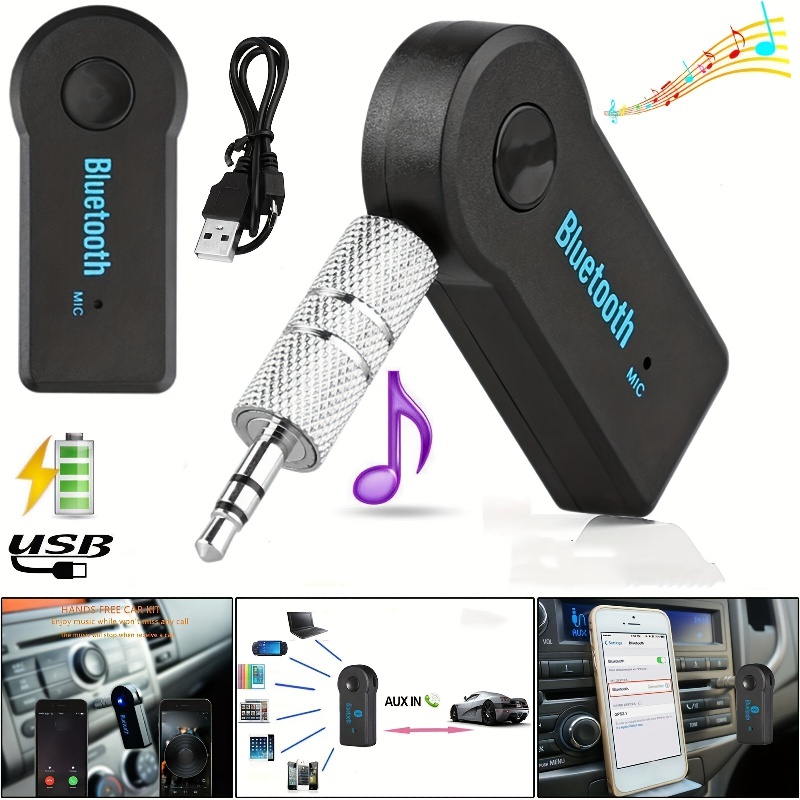 Comprar Receptor de Audio inalámbrico Bluetooth 5,3 para coche,  música/llamadas manos libres, adaptador auxiliar de 3,5mm para estéreo de  coche/hogar
