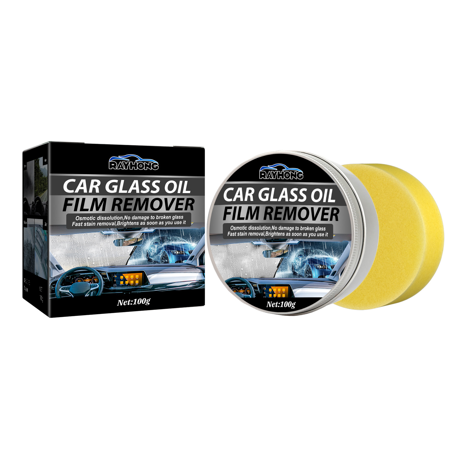 50g Glass Oil Film Removing Paste,Car Windshield Oil Film Cleaner 
