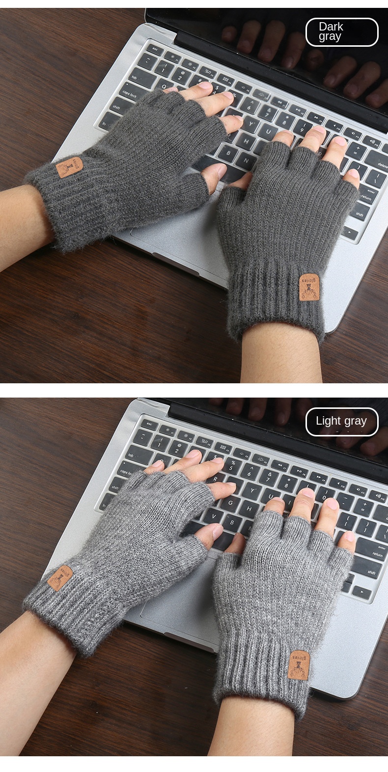 Winter Gray Men'S And Women'S Writing Gloves Stretch Knitted Wool