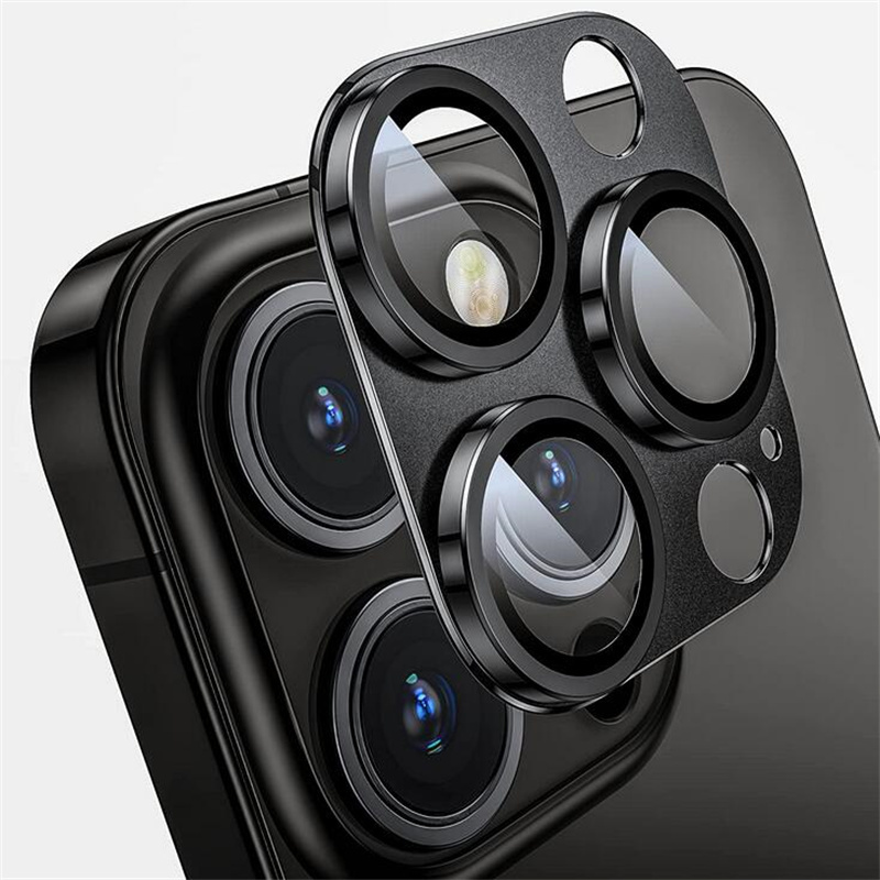 Lot de 2 protections d'objectif de caméra pour iPhone 15 Pro / 15 Pro Max -  Noir