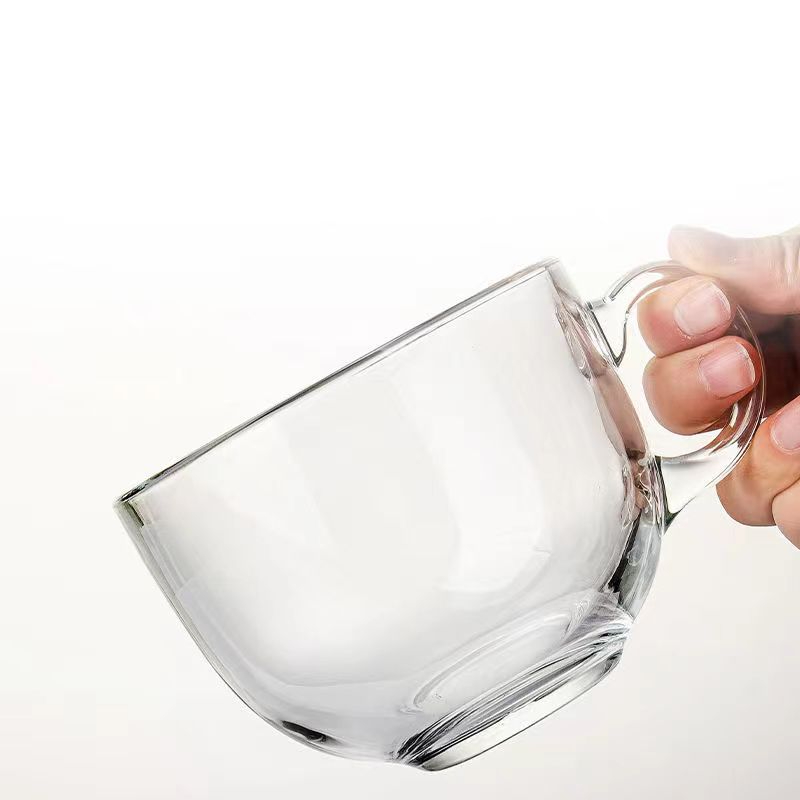 Glass Cup Coffee Mug Big Handle Transparent Glass Water Cup