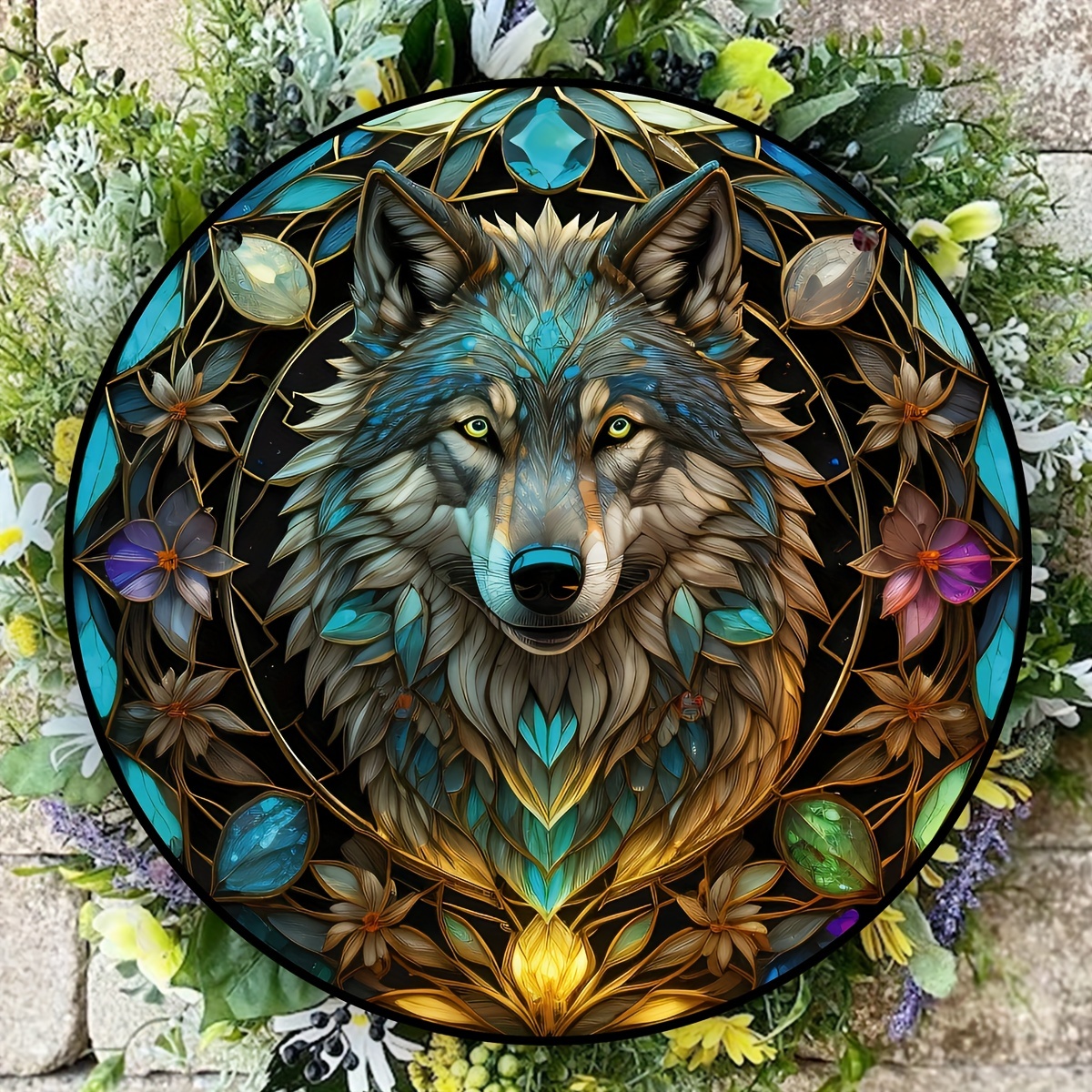 Wolf Suncatcher Stained Window Wall Hanging Ornament Animal - Temu