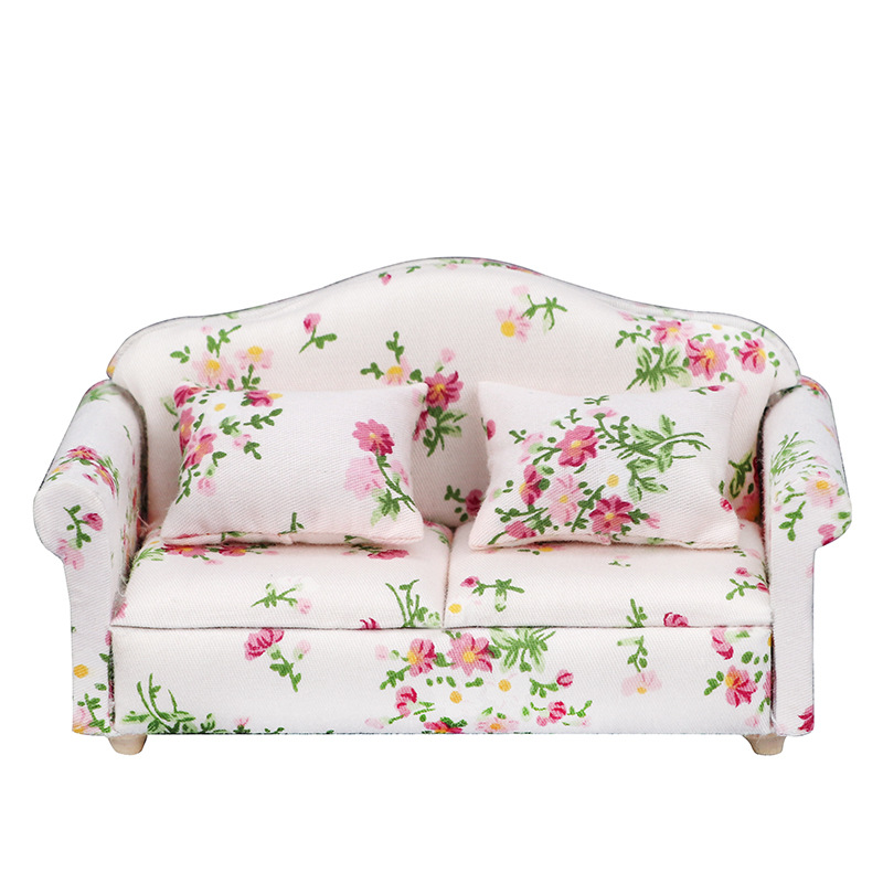 Floral Pink Clusters 1:12 Scale Miniature Daybed Set