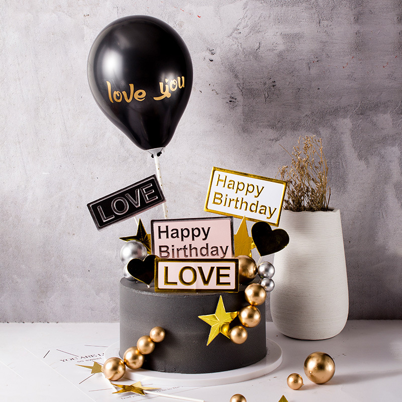 10Pcs 2-3cm Gold Silver Ball Cake Toppers Kids Happy Birthday Cake