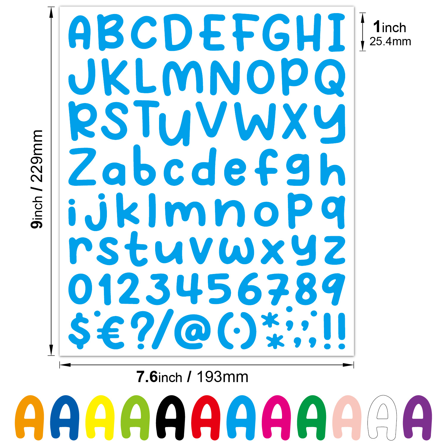 12 Sheets Letter Stickers, 2.5'' Self Adhesive Vinyl Letters