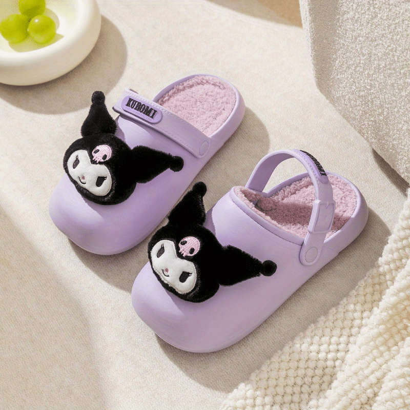 Cute Cartoon Plus Fleece House Shoes Girls Comfortable Non - Temu Canada